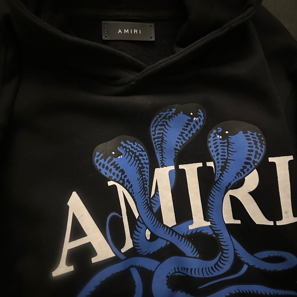 AMIRI Black Hoodie Blue snake design